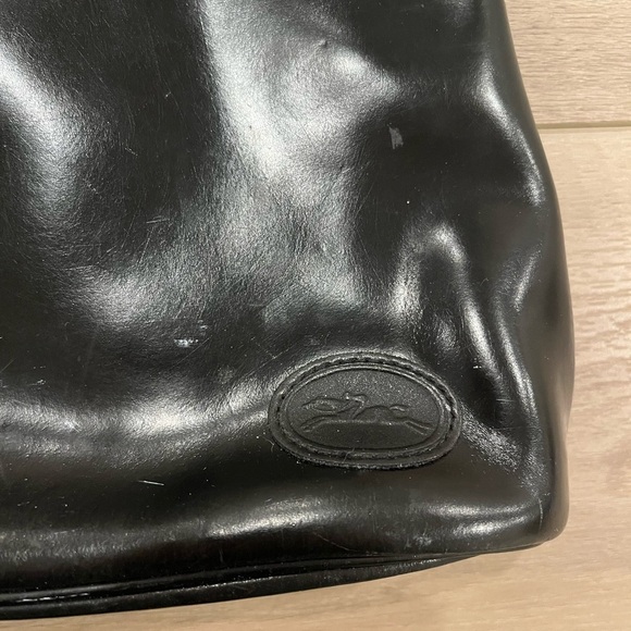 Vintage Longchamp Roseau Black Leather Shoulder Bag Bamboo Toggle Purse - Picture 2 of 11